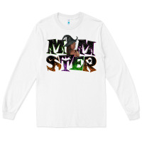 White Momster with witch Long Sleeve Tee - NancyCooperArtShop