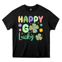 Black happy go lucky Heavy Core Tee - MaliasSmallBusiness