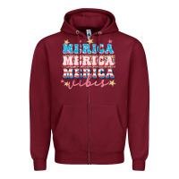 Burgundy Merica vibes Zipper Hoodie - FaDigitalArtStudio