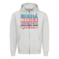 Dove Grey Merica vibes Zipper Hoodie - FaDigitalArtStudio