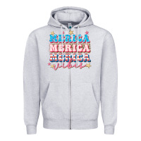 Heather Grey Merica vibes Zipper Hoodie - FaDigitalArtStudio