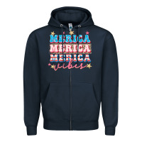 Navy Merica vibes Zipper Hoodie - FaDigitalArtStudio