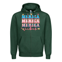Sports Green Merica vibes Zipper Hoodie - FaDigitalArtStudio