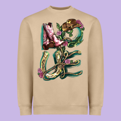 Love Boots Horseshoe Heavyweight Sweatshirt Designed By Howdyjamesfarm