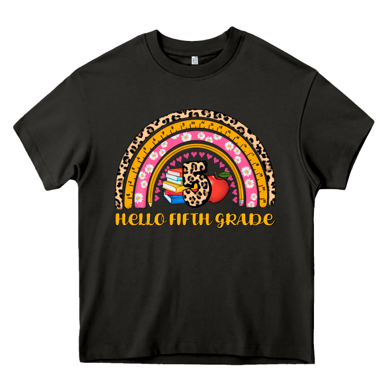 Back To School Rainbow Hello Fifth Grade Heavy Core Tee by AdoDesignShop | Teevron