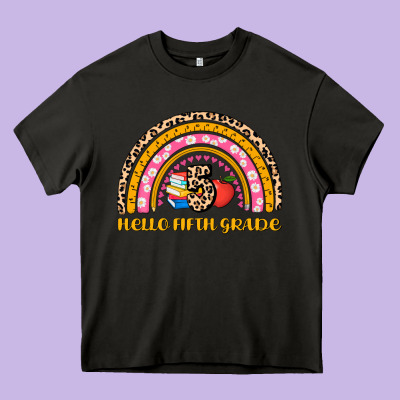 Back To School Rainbow Hello Fifth Grade Heavy Core Tee Designed By Adodesignshop