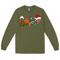 Army Green Christmas camp Long Sleeve Tee - NancyCooperArtShop