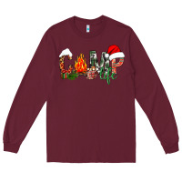 Burgundy Christmas camp Long Sleeve Tee - NancyCooperArtShop