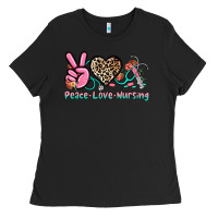 Black peace love nursing Ladies Tee - NancyCooperArtShop