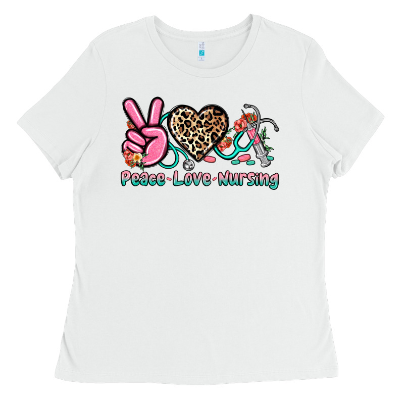 Peace Love Nursing Ladies Tee by NancyCooperArtShop | Teevron