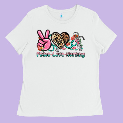 Peace Love Nursing Ladies Tee Designed By Nancycooperartshop