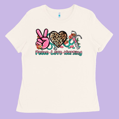 Peace Love Nursing Ladies Tee Designed By Nancycooperartshop