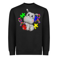 Black autism hippopotamus Heavyweight Sweatshirt - CowGirlArtShop