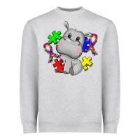 Heather Grey autism hippopotamus Heavyweight Sweatshirt - CowGirlArtShop