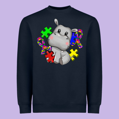 Autism Hippopotamus Heavyweight Sweatshirt Designed By Cowgirlartshop