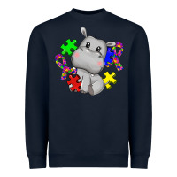 Navy autism hippopotamus Heavyweight Sweatshirt - CowGirlArtShop