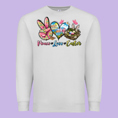 Peace Love Easter Premium Sweatshirt Designed By Lillyallendesigns