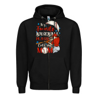 Black My favorite baseball player calls me mom Zipper Hoodie - FaDigitalArtStudio