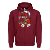 Burgundy My favorite baseball player calls me mom Zipper Hoodie - FaDigitalArtStudio