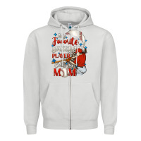 Dove Grey My favorite baseball player calls me mom Zipper Hoodie - FaDigitalArtStudio