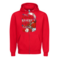 Red My favorite baseball player calls me mom Zipper Hoodie - FaDigitalArtStudio