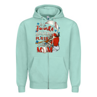 Seafoam My favorite baseball player calls me mom Zipper Hoodie - FaDigitalArtStudio