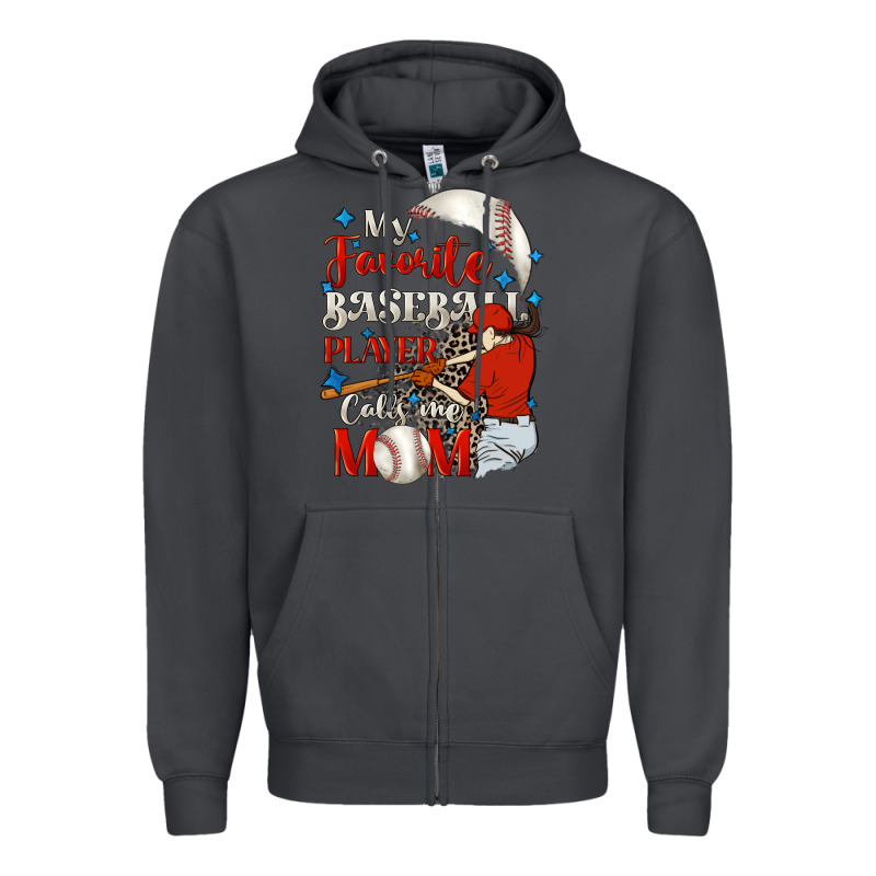 My Favorite Baseball Player Calls Me Mom Zipper Hoodie by FaDigitalArtStudio | Teevron