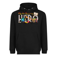Black My Daddy is my Hero Teacher Heavyweight Hoodie - CowhideDigitalArt