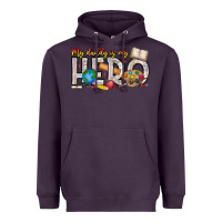 Plum My Daddy is my Hero Teacher Heavyweight Hoodie - CowhideDigitalArt