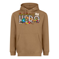 Toasted Coconut My Daddy is my Hero Teacher Heavyweight Hoodie - CowhideDigitalArt