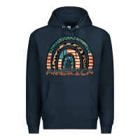 Navy America rainbow Premium Hoodie - FaDigitalArtStudio