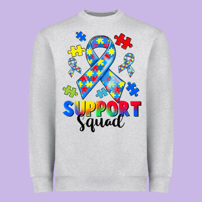 Support Squad Autism Heavyweight Sweatshirt Designed By Cowgirlartshop