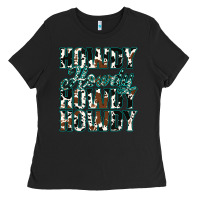 Black Howdy Cowhide Turquoise Ladies Tee - Jasminsmagicworld