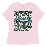 Bubblegum Pink Howdy Cowhide Turquoise Ladies Tee - Jasminsmagicworld