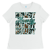 White Howdy Cowhide Turquoise Ladies Tee - Jasminsmagicworld