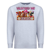 Heather Grey valentines day heifers Premium Sweatshirt - CowhideDigitalArt