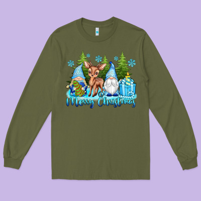 Merry Christmas Gnomes Long Sleeve Tee Designed By Texasbilliewilder