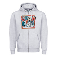Heather Grey 4th of July grandma with lightning bolt Zipper Hoodie - FaDigitalArtStudio