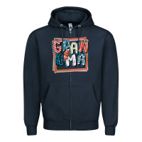 Navy 4th of July grandma with lightning bolt Zipper Hoodie - FaDigitalArtStudio