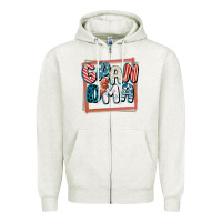 Oatmeal Heather 4th of July grandma with lightning bolt Zipper Hoodie - FaDigitalArtStudio