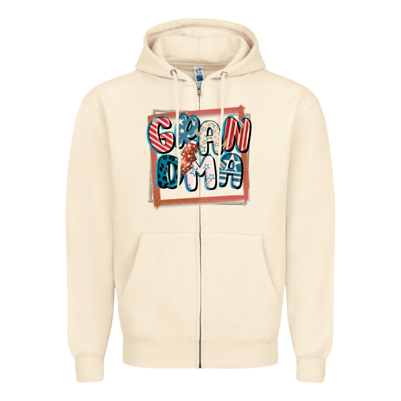 4th Of July Grandma With Lightning Bolt Zipper Hoodie by FaDigitalArtStudio | Teevron