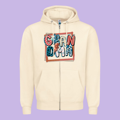 4th Of July Grandma With Lightning Bolt Zipper Hoodie Designed By Fadigitalartstudio