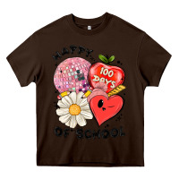 Chocolate Brown happy 100 days of school Heavy Core Tee - MaliasSmallBusiness
