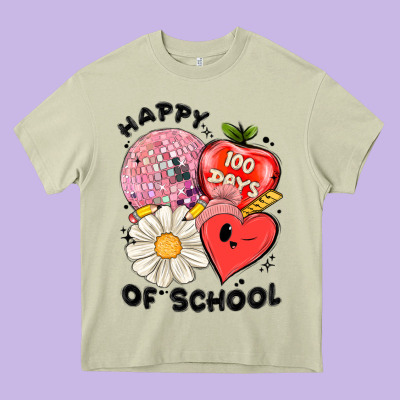 Happy 100 Days Of School Heavy Core Tee Designed By Maliassmallbusiness