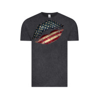 Vintage Black Vintage American Flag Lips Vintage Tee - Bettercallsaul