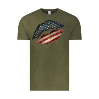 Vintage Olive Vintage American Flag Lips Vintage Tee - Bettercallsaul