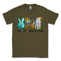 Army Green Peace Love Merino Wool Sheep Classic Tee - LillyAllenDesigns