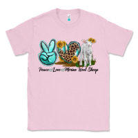 Bubblegum Pink Peace Love Merino Wool Sheep Classic Tee - LillyAllenDesigns