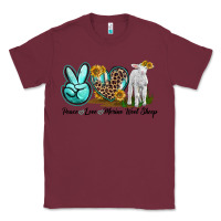 Burgundy Peace Love Merino Wool Sheep Classic Tee - LillyAllenDesigns