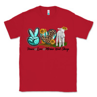 Red Peace Love Merino Wool Sheep Classic Tee - LillyAllenDesigns